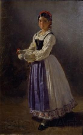 Filippo Palizzi Figura di donna con una gallina fra le mani Norge oil painting art